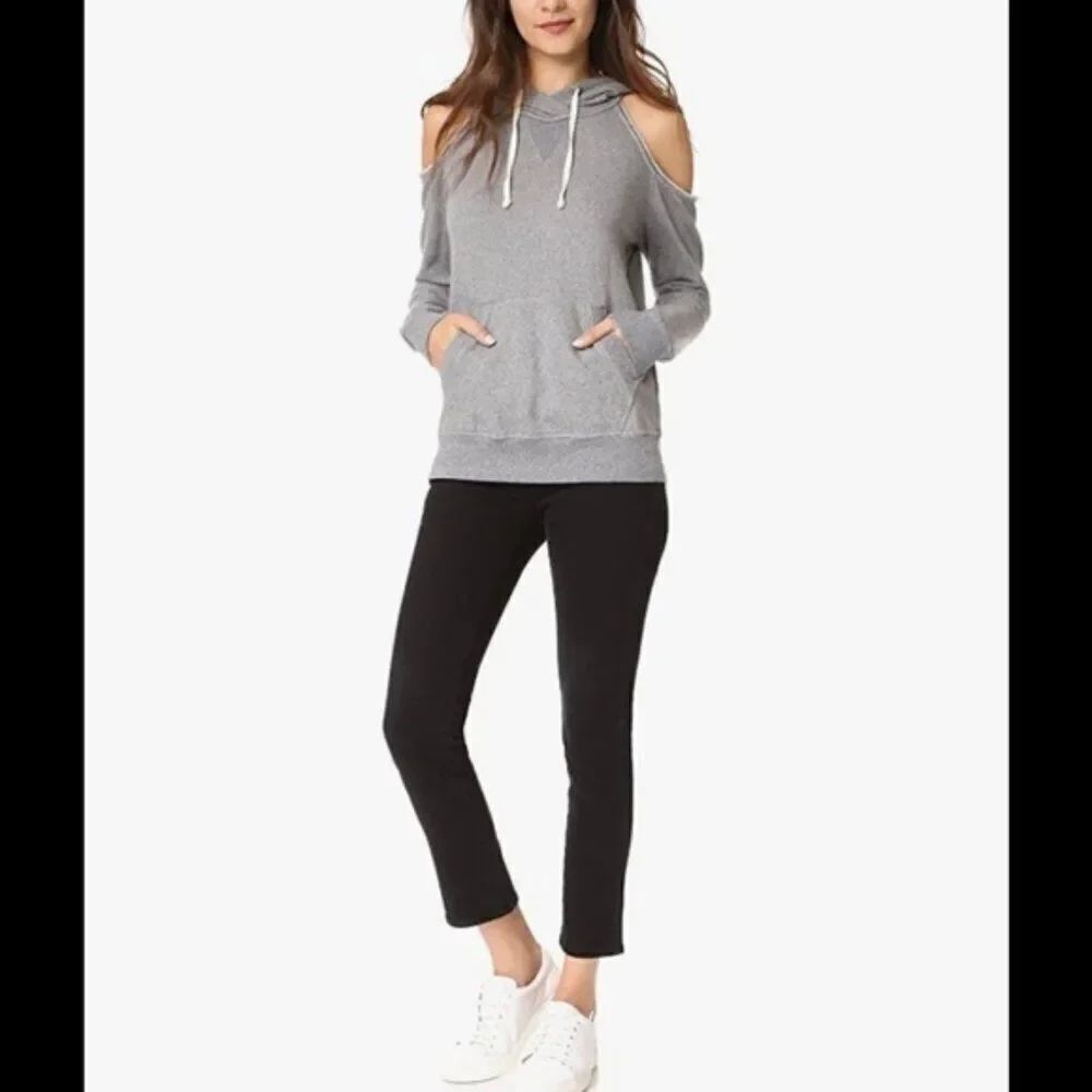 🌹 SPLENDID 🌹 Cold Shoulder Hoodie Sweatshirt - [Large, Grey]
